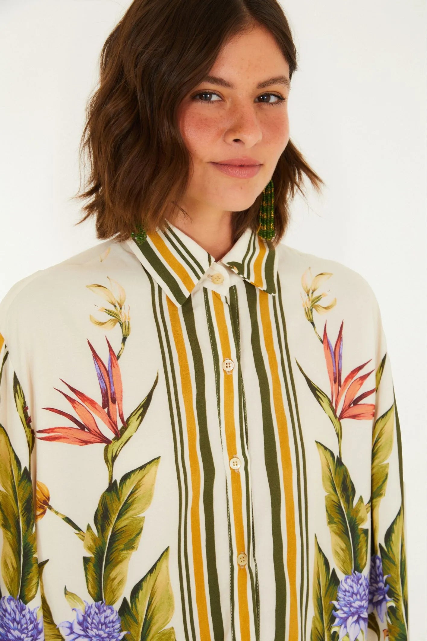 Camisa Estampada Lenco Tropical FARM RIO CAMISAS Malva CO