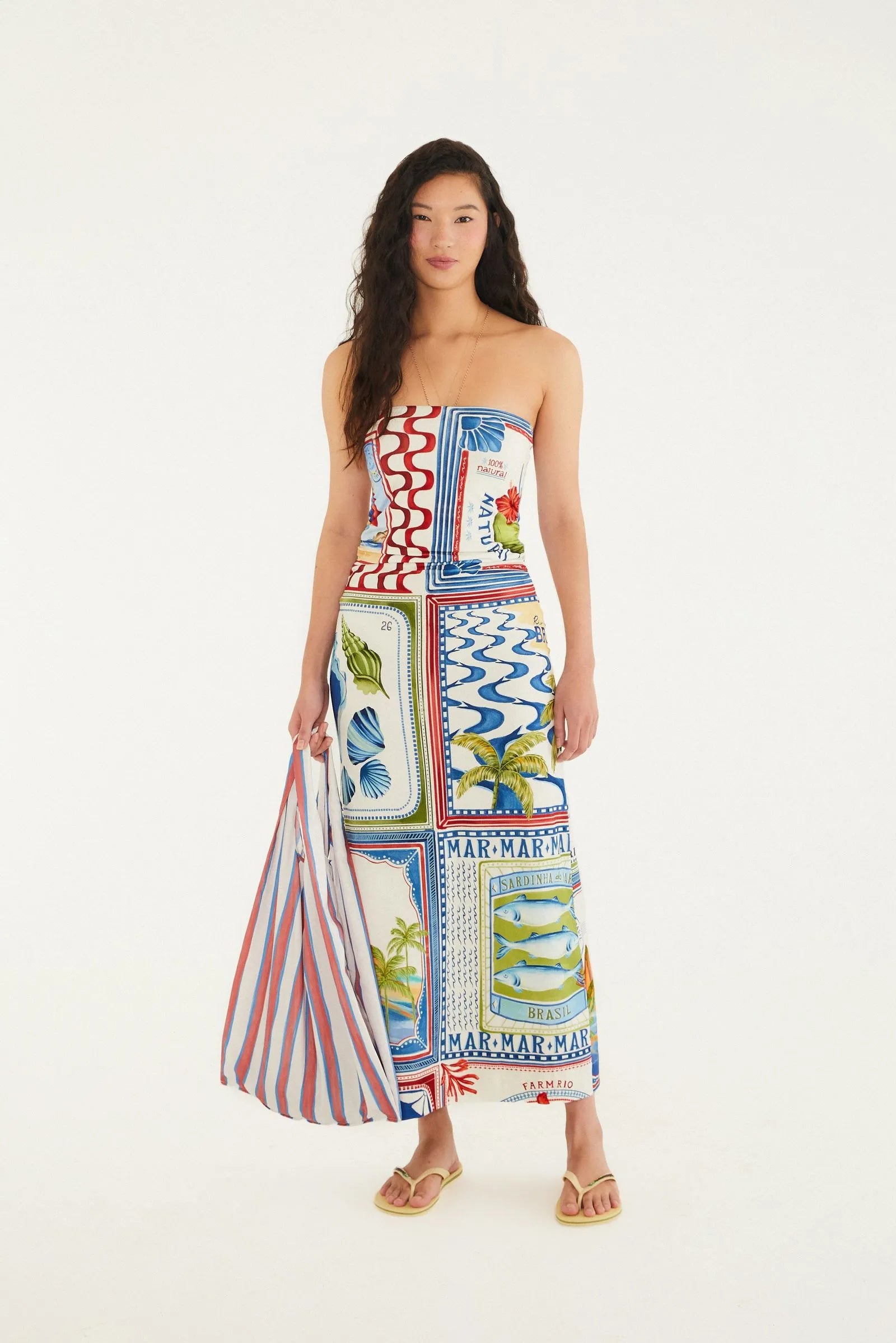 Midi Vestido Sem Alca Selo Praiano