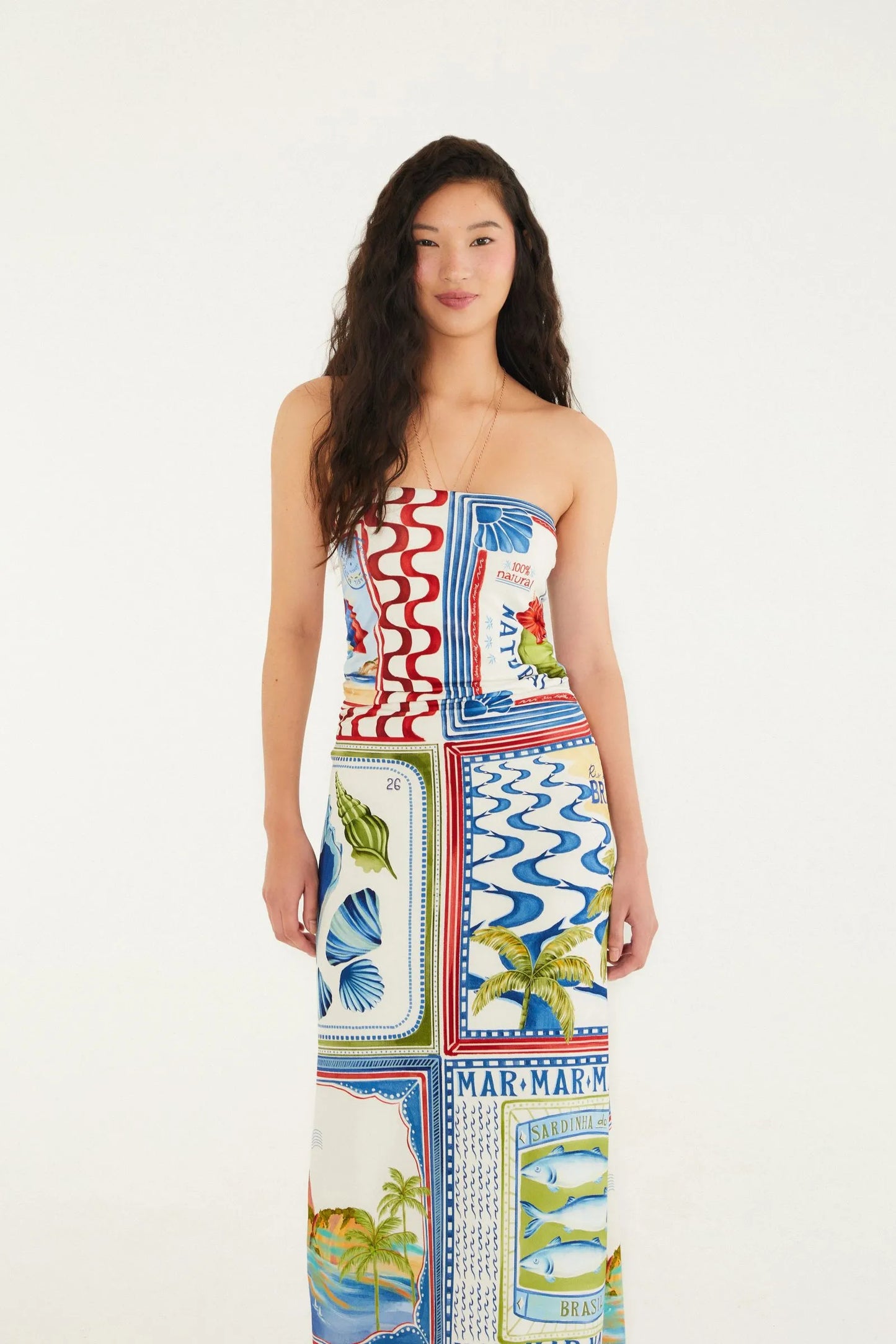 Midi Vestido Sem Alca Selo Praiano