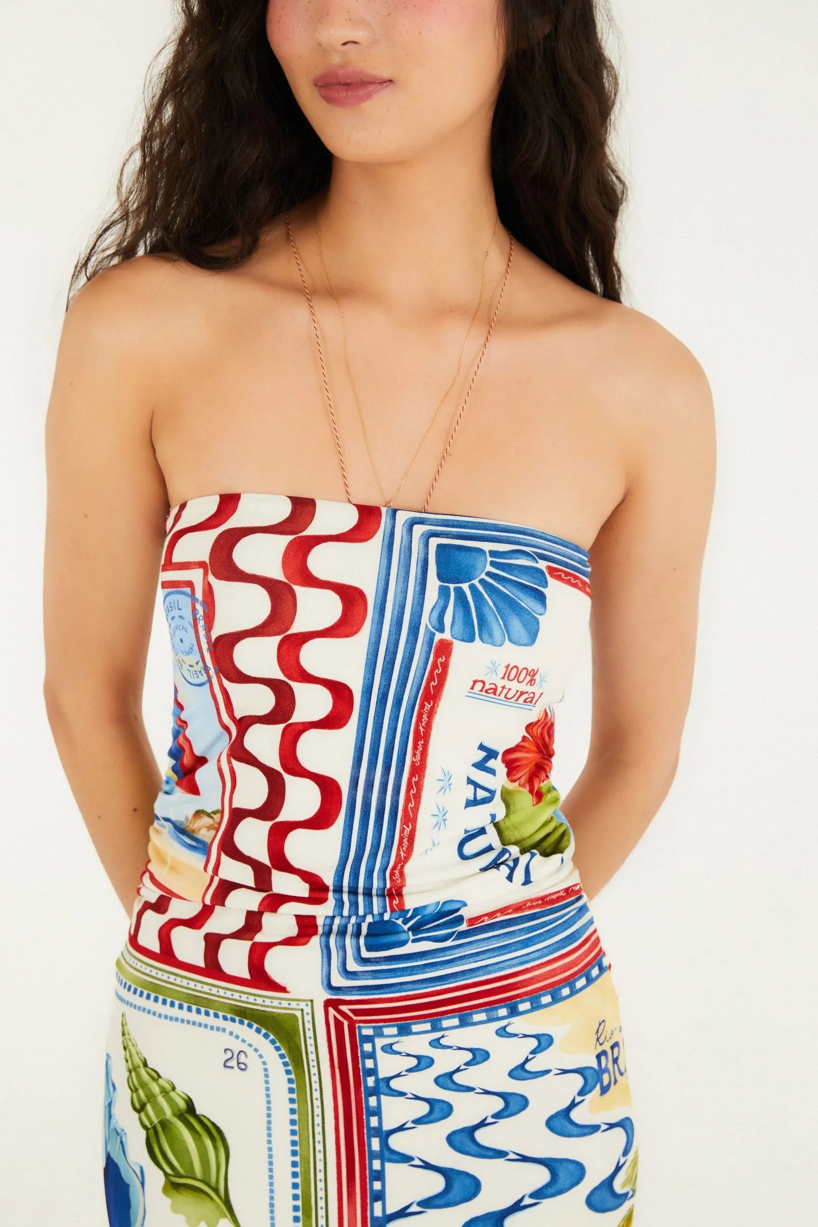 Midi Vestido Sem Alca Selo Praiano