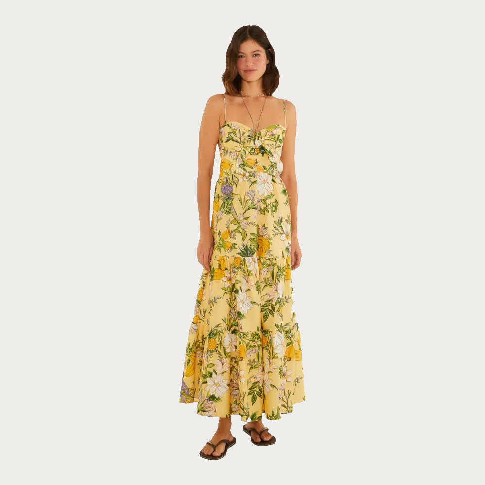 Midi Vestido Passaro De Flor
