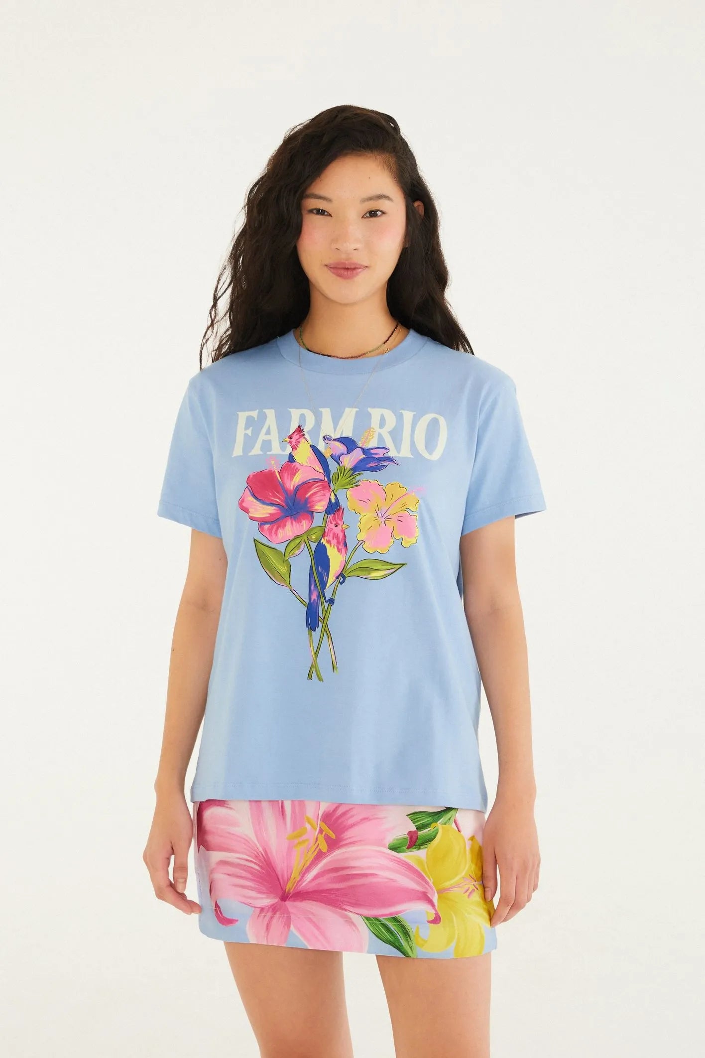 Tshirt Fit Flores Passarinho Farm Rio