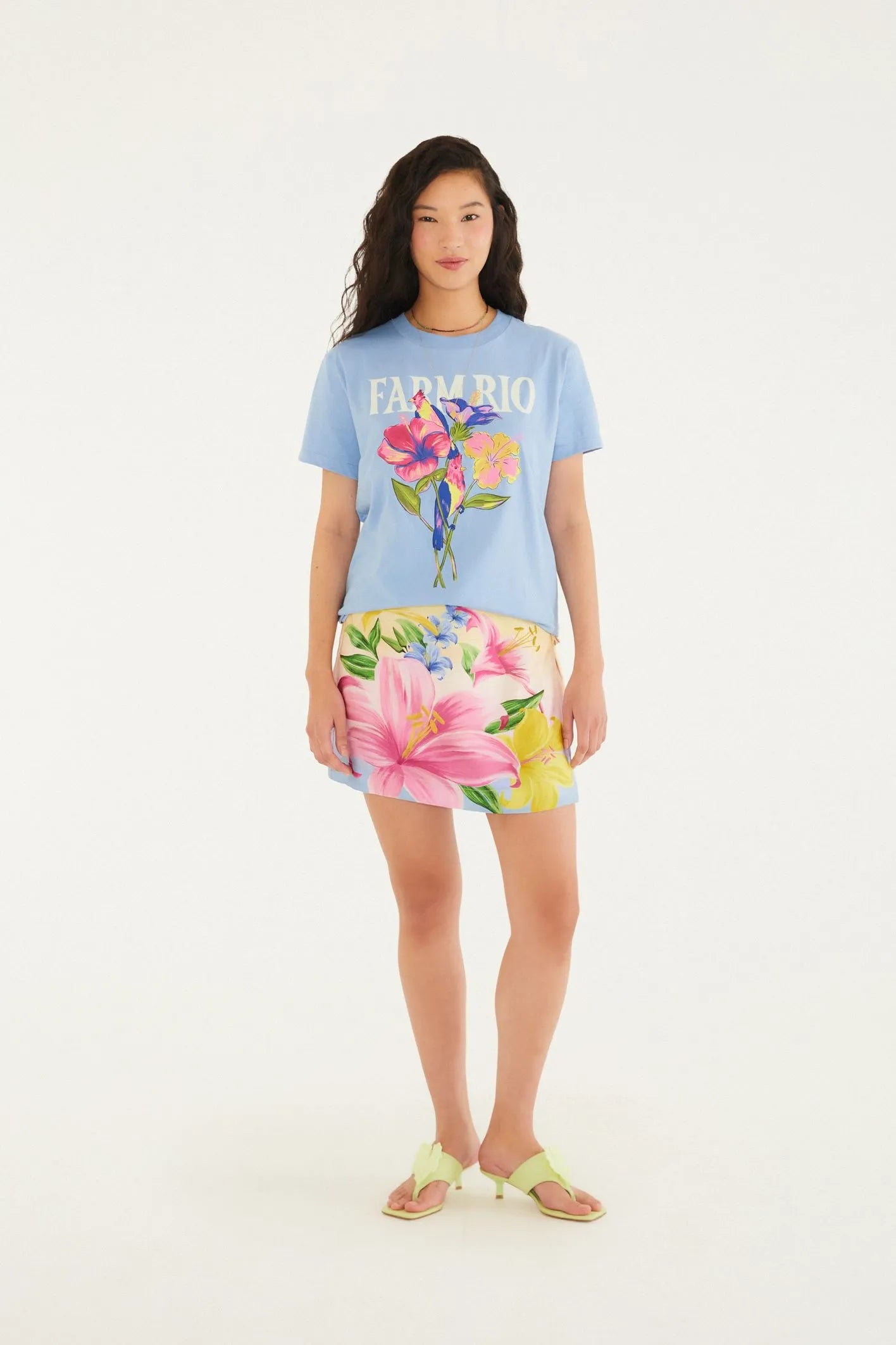 Tshirt Fit Flores Passarinho Farm Rio
