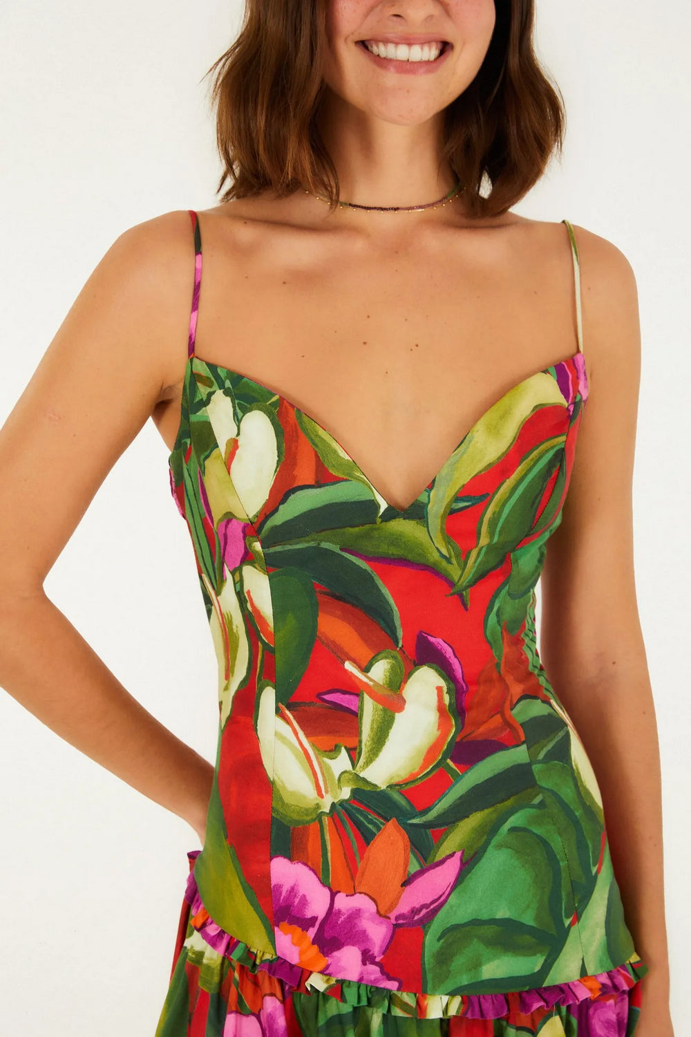 Maxi Vestido Assimetrico Folhagem