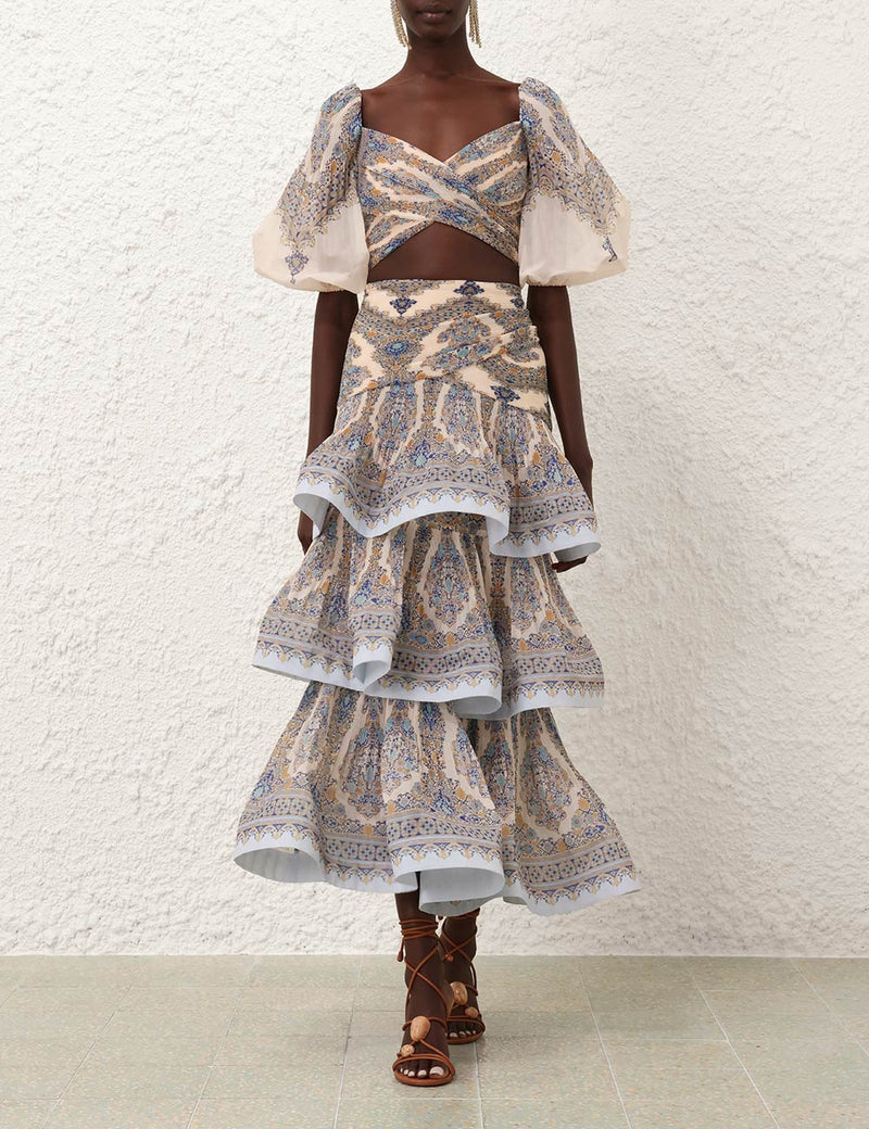Falda Tiered Pleated
