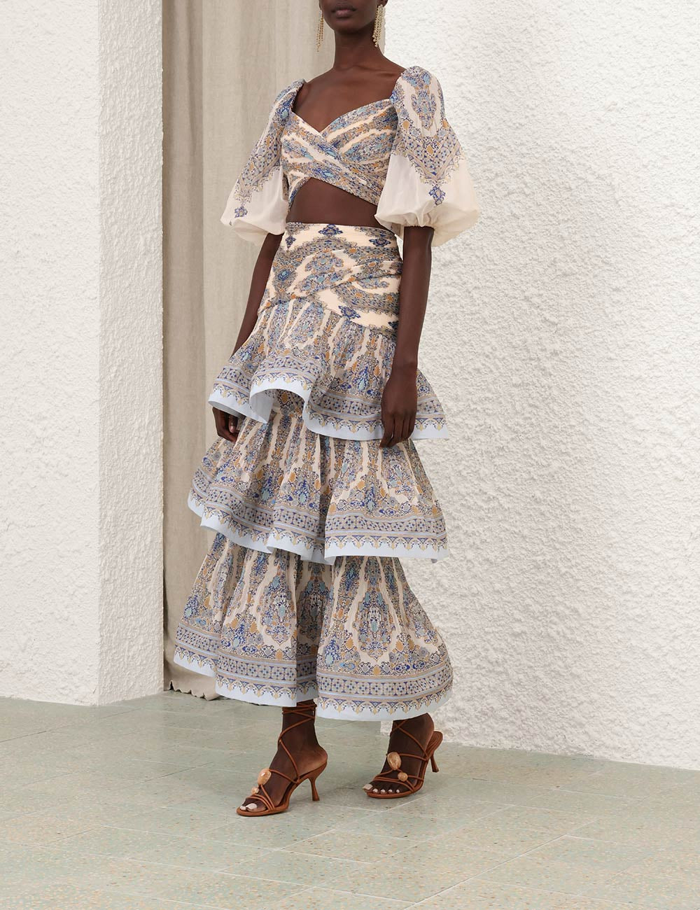 Falda Tiered Pleated