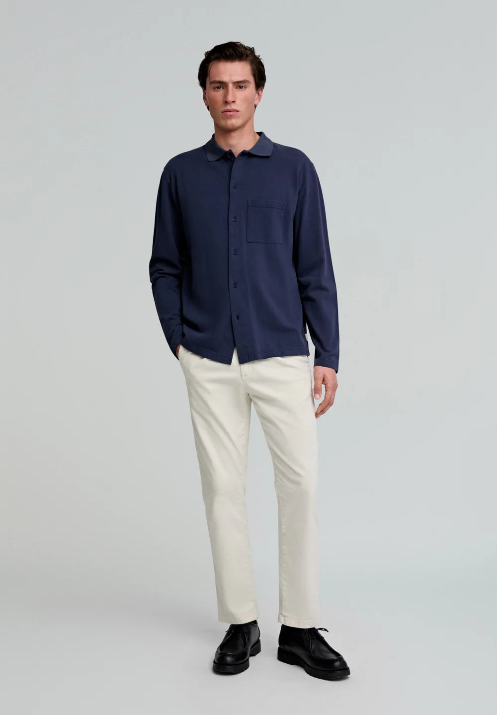 Camisa Pique Cardigan Ls