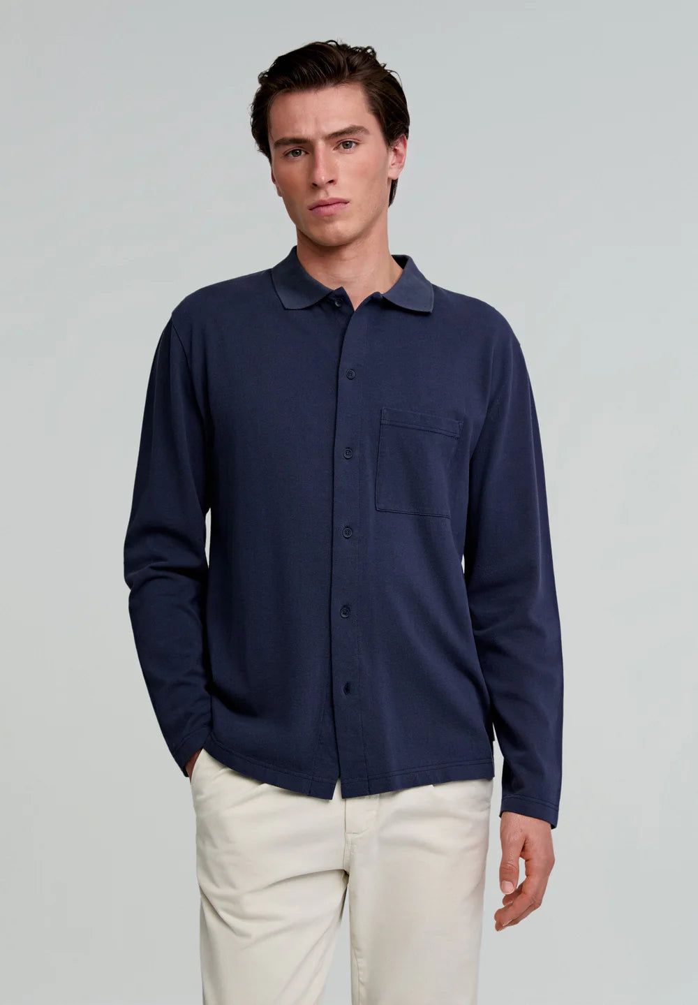 Camisa Pique Cardigan Ls