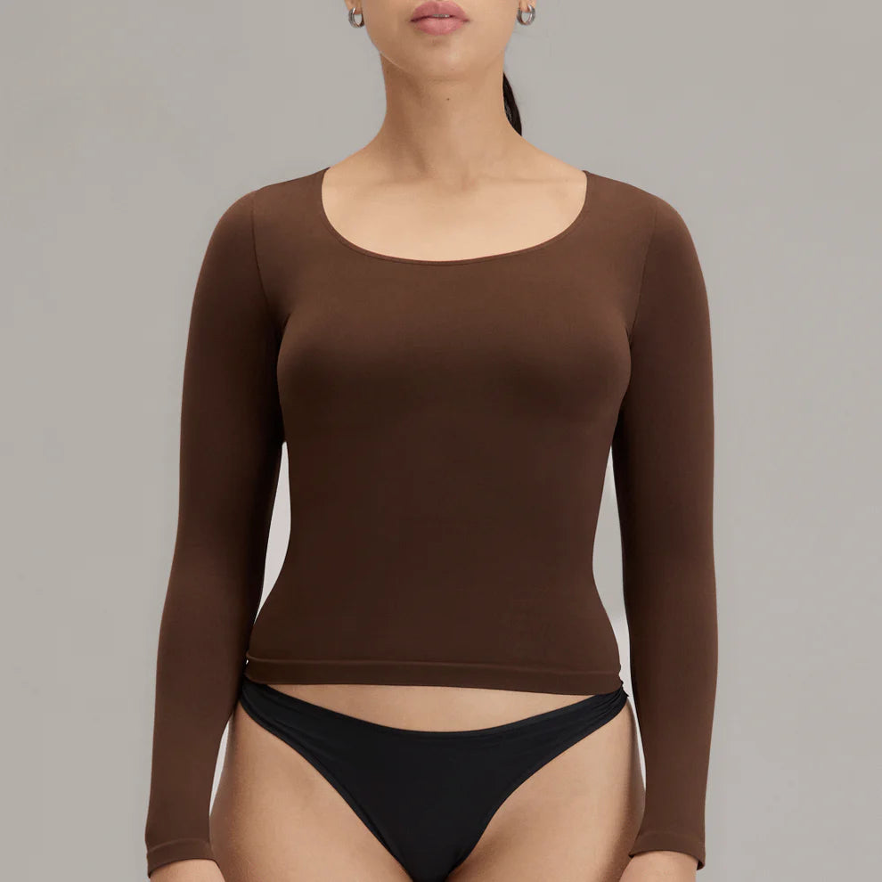 T-Shirt Second Skin Manga Larga Cuello Redondo