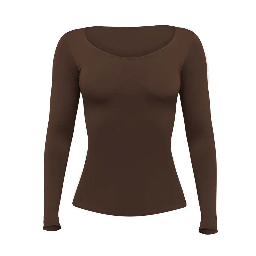 T-Shirt Second Skin Manga Larga Cuello Redondo