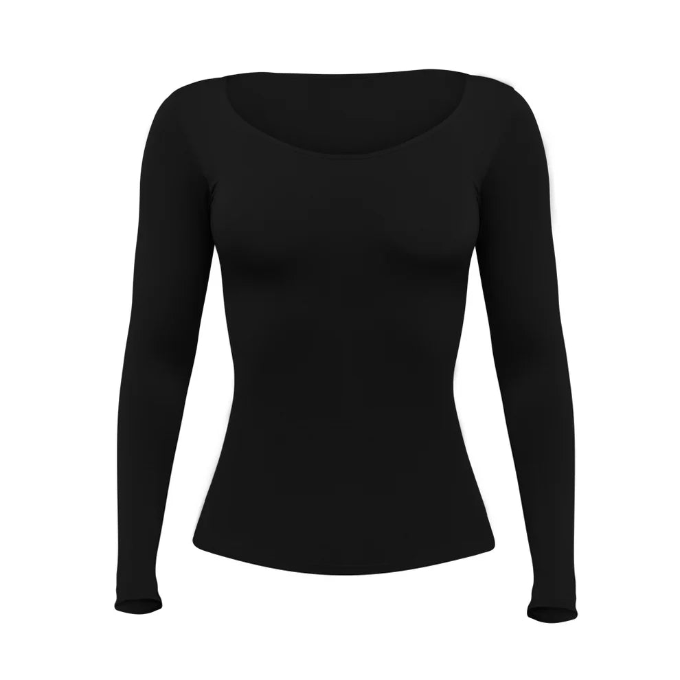 T-Shirt Second Skin Manga Larga Cuello Redondo