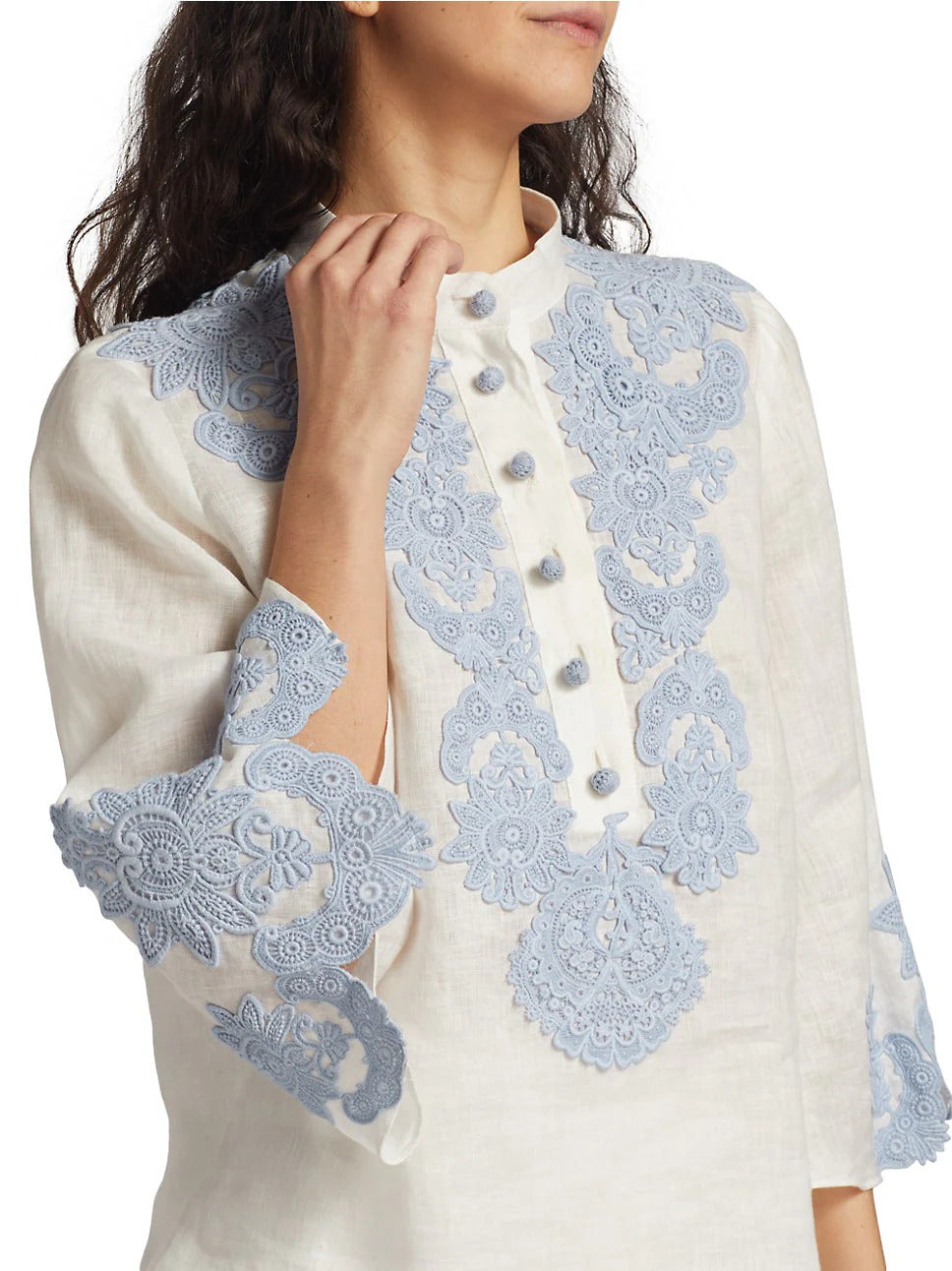 Camisa Raie Embroidered Trim