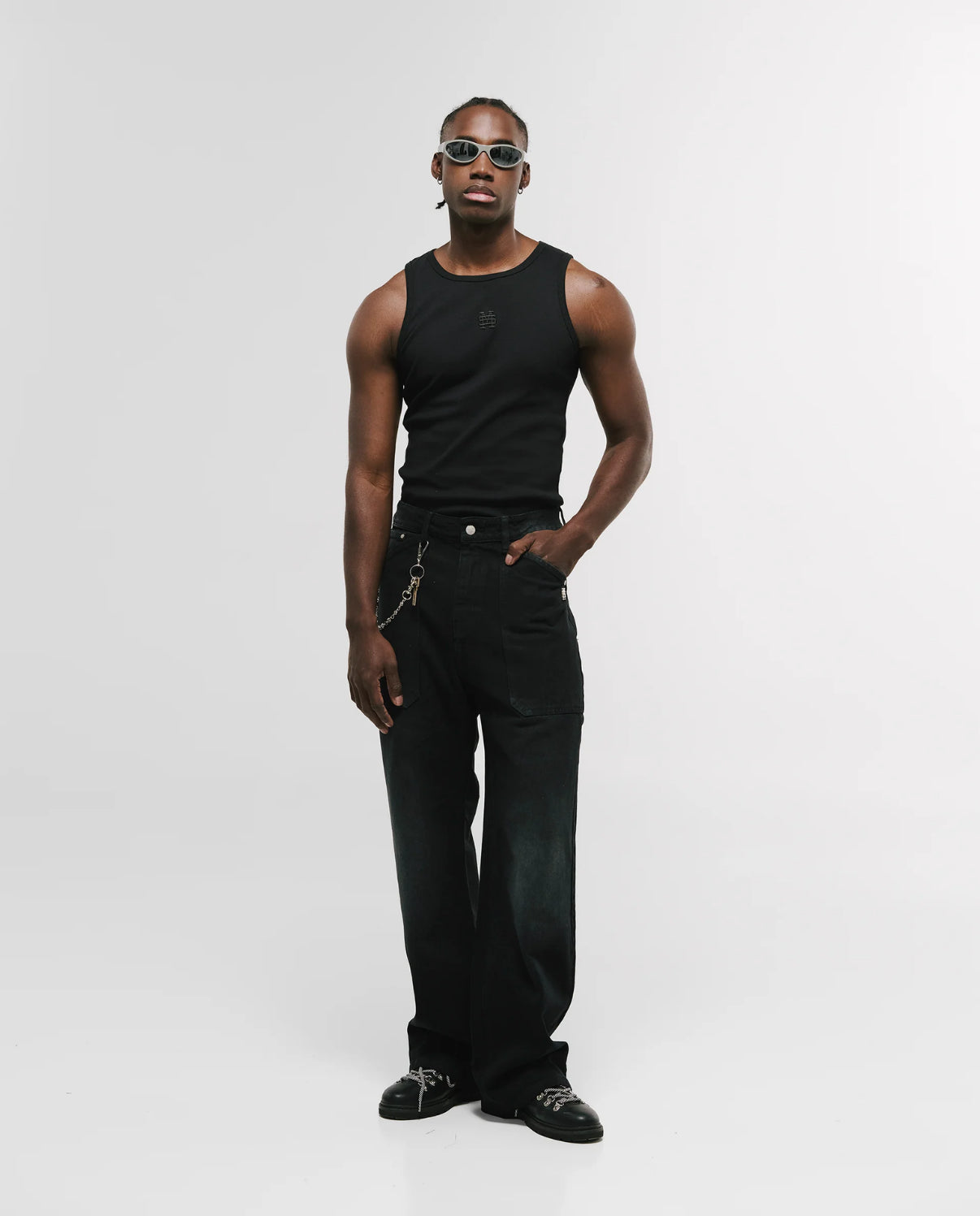 Pantalon Pocket Straight Distressed Black