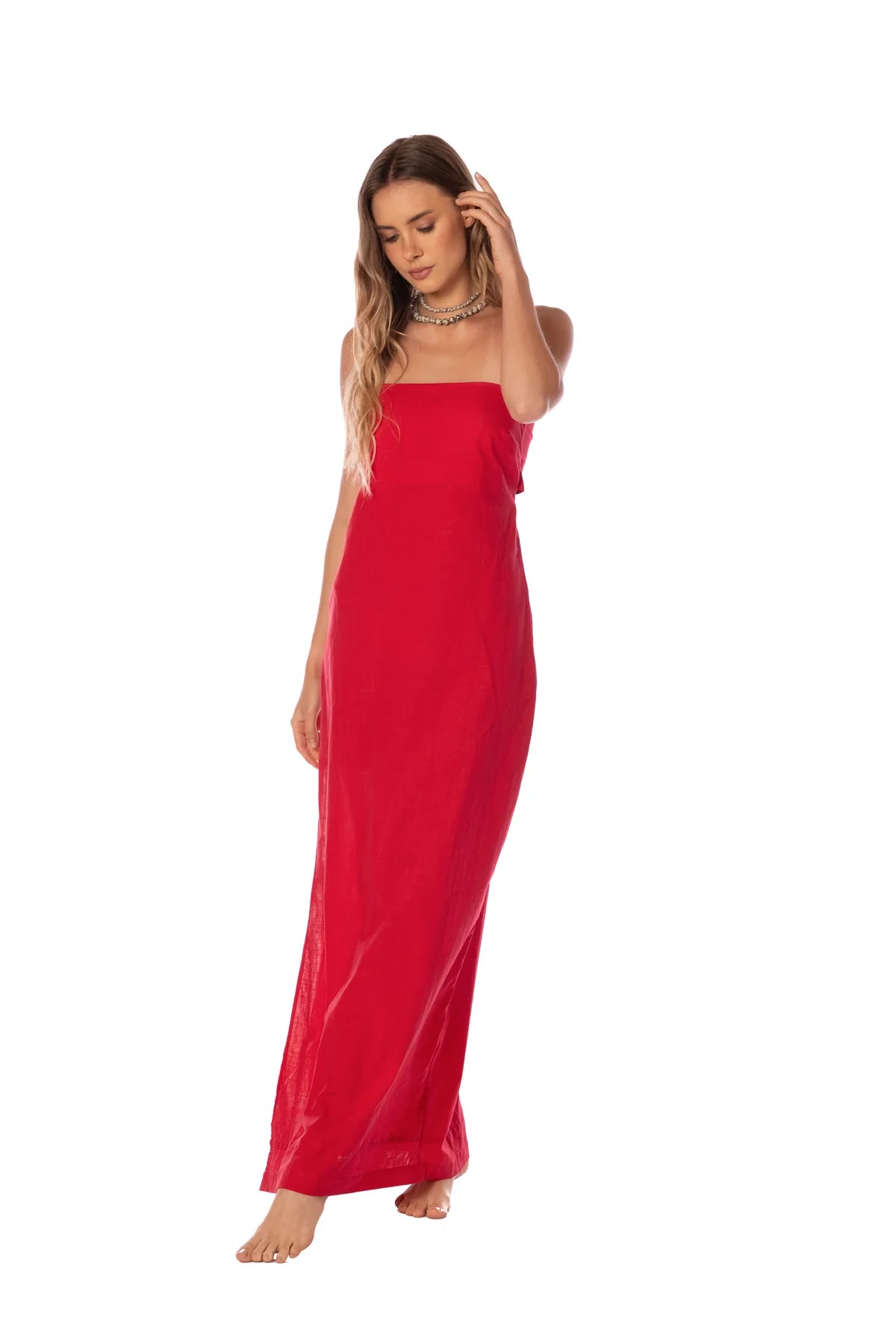 Maxi Vestido Ankara Solid Crimson Heat