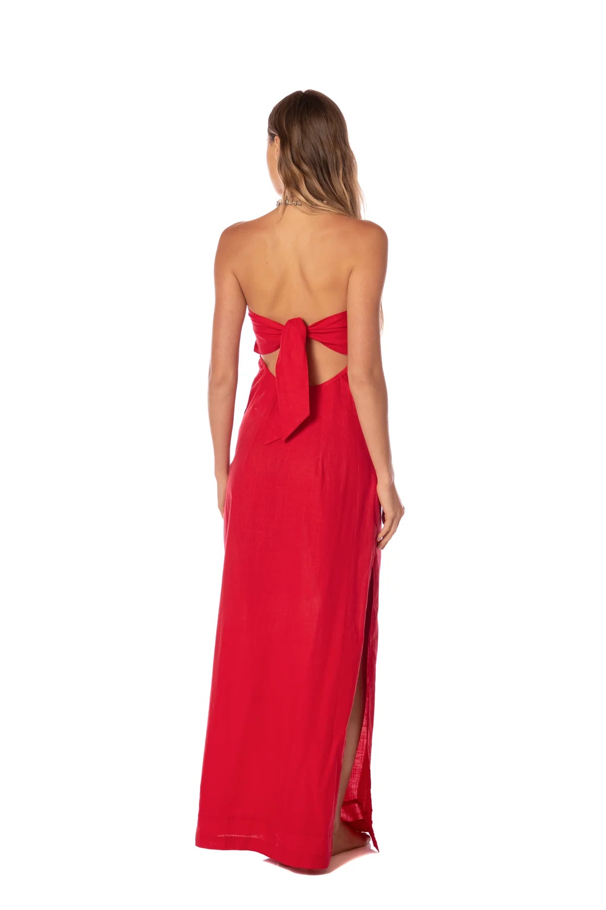 Maxi Vestido Ankara Solid Crimson Heat