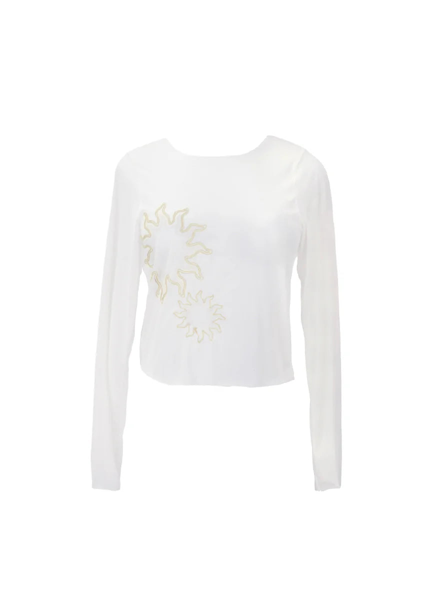 Sweater Mesh Carlota Solid Crystal Shore