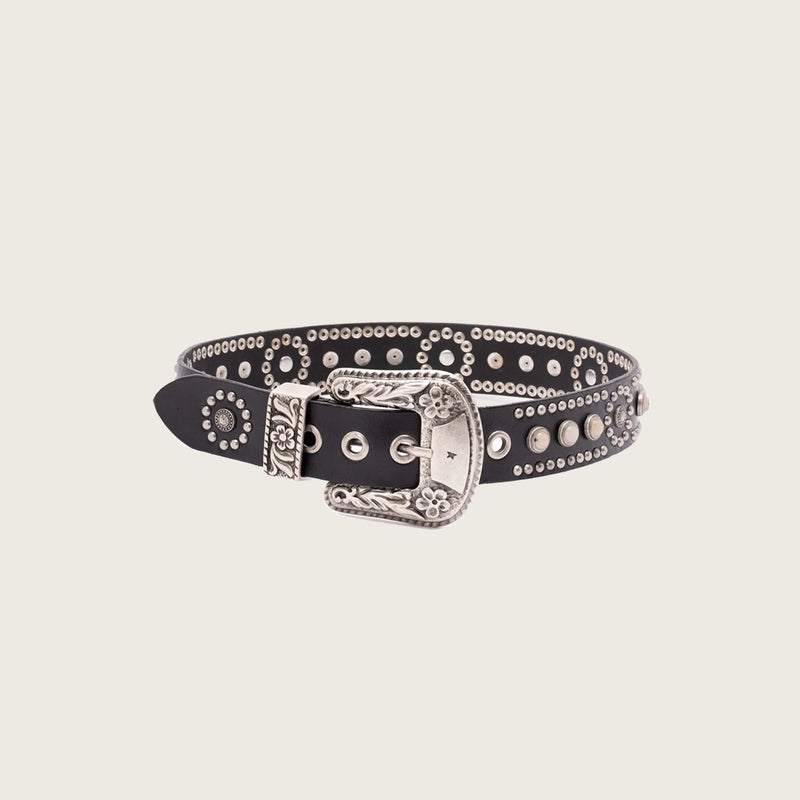 Cinturón Lace Washed Leather Studs And Bezel