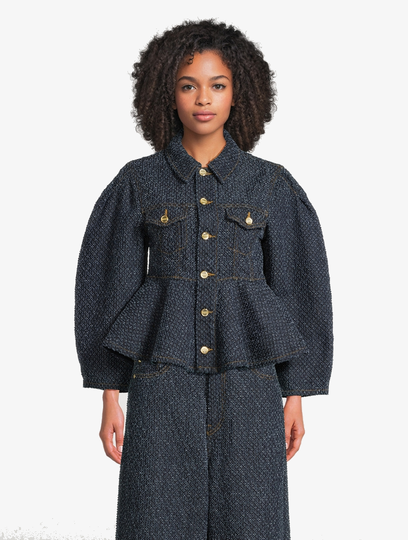 Chaqueta Peplum Denim Tweed