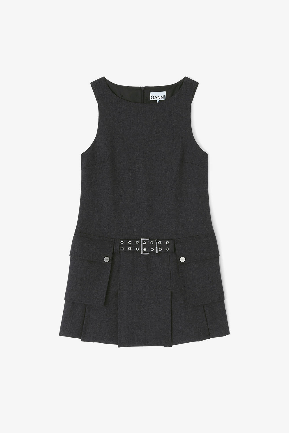 Mini Vestido Belted Suiting Wool