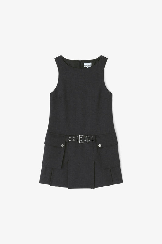 Mini Vestido Belted Suiting Wool GANNI MINI VESTIDOS Malva CO