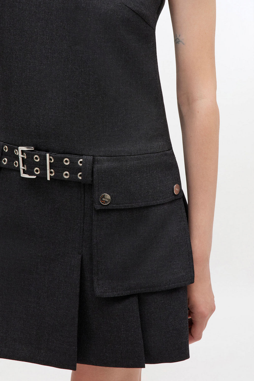 Mini Vestido Belted Suiting Wool