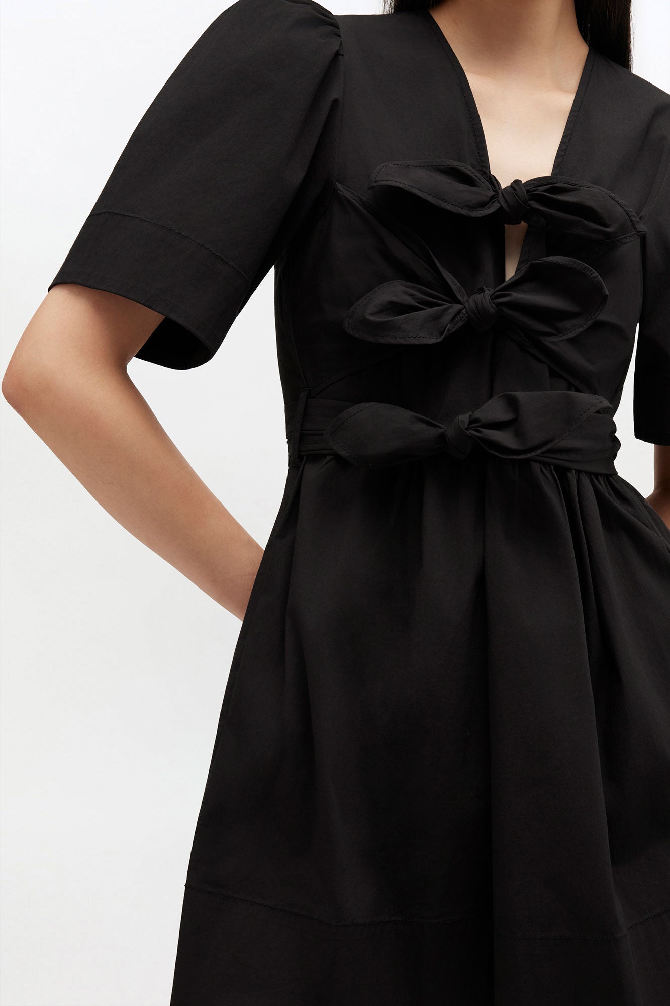 Mini Vestido Tie Strap Stretch Cotton