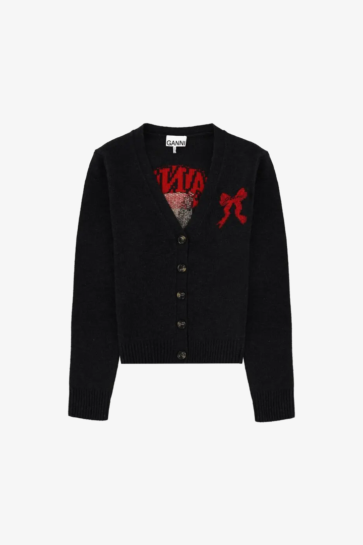 Cardigan Wool Graphic GANNI JERSEY Malva CO