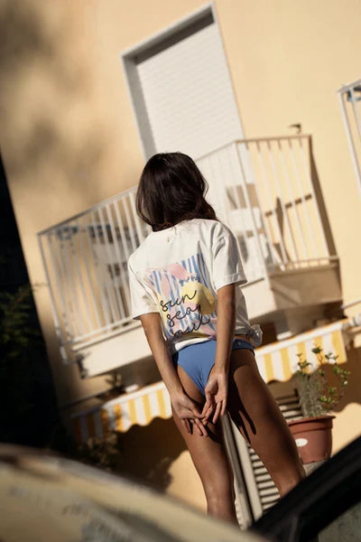 T-Shirt Overzise Zebra Line Blue