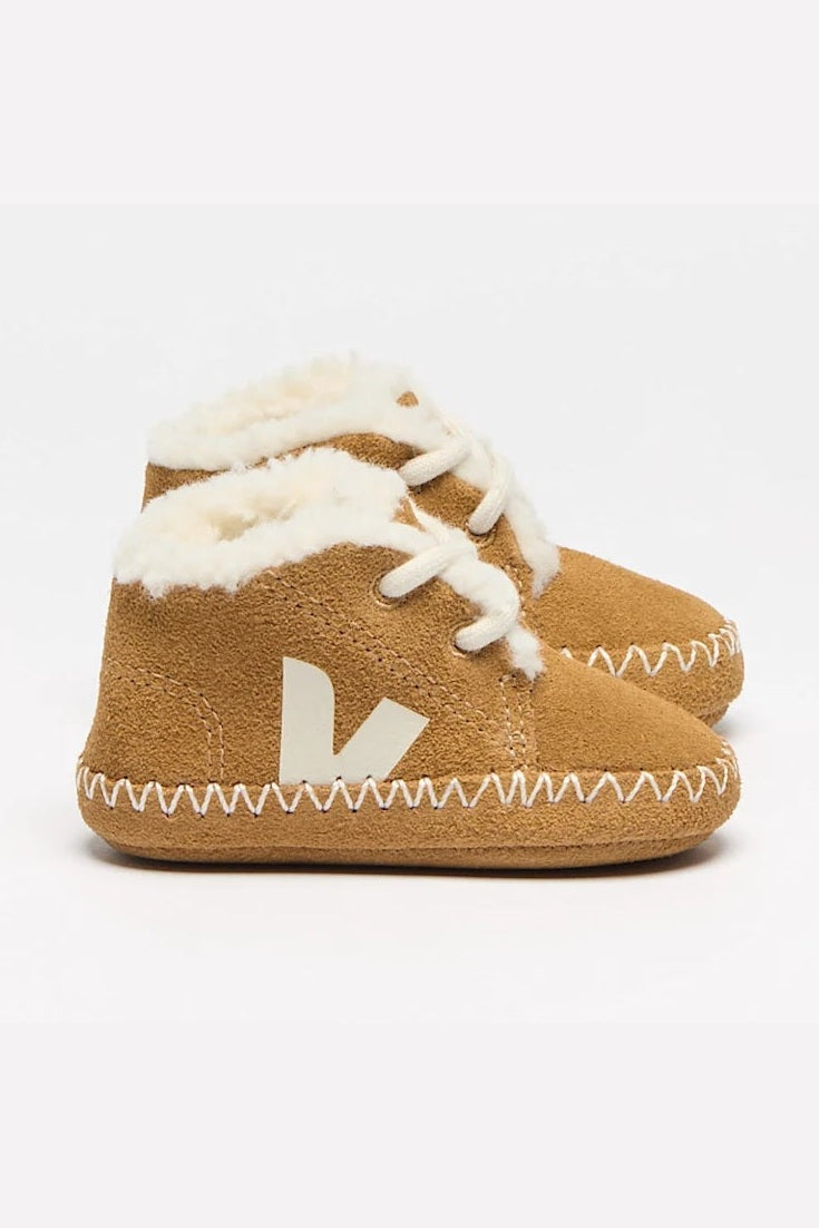 Tenis Veja Baby Fured Suede Camel Pierre