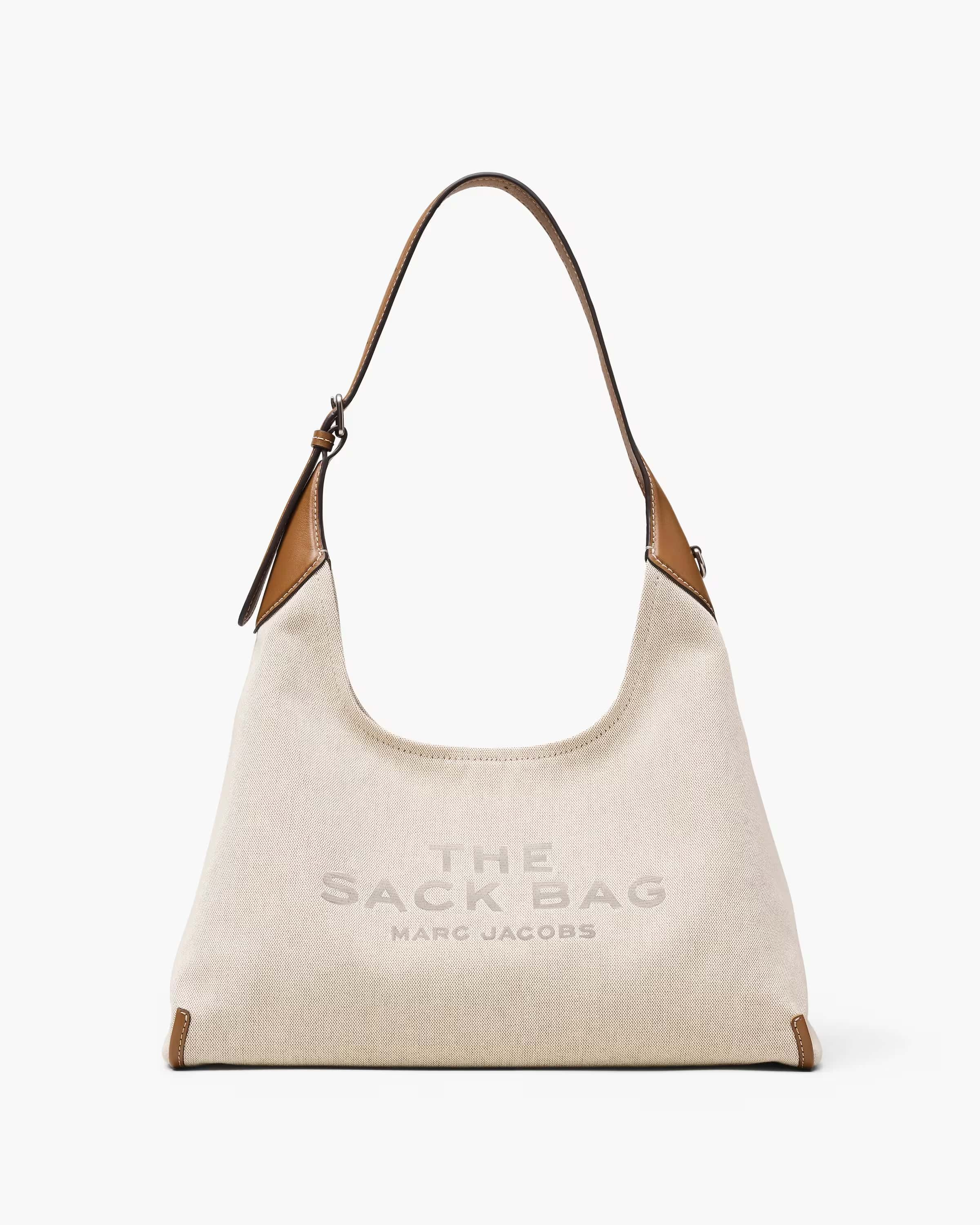 The Leather-Trim Canvas Belted Sack Bag