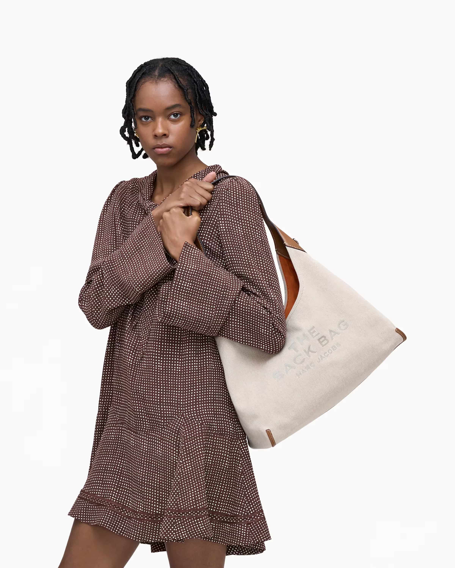 The Leather-Trim Canvas Belted Sack Bag