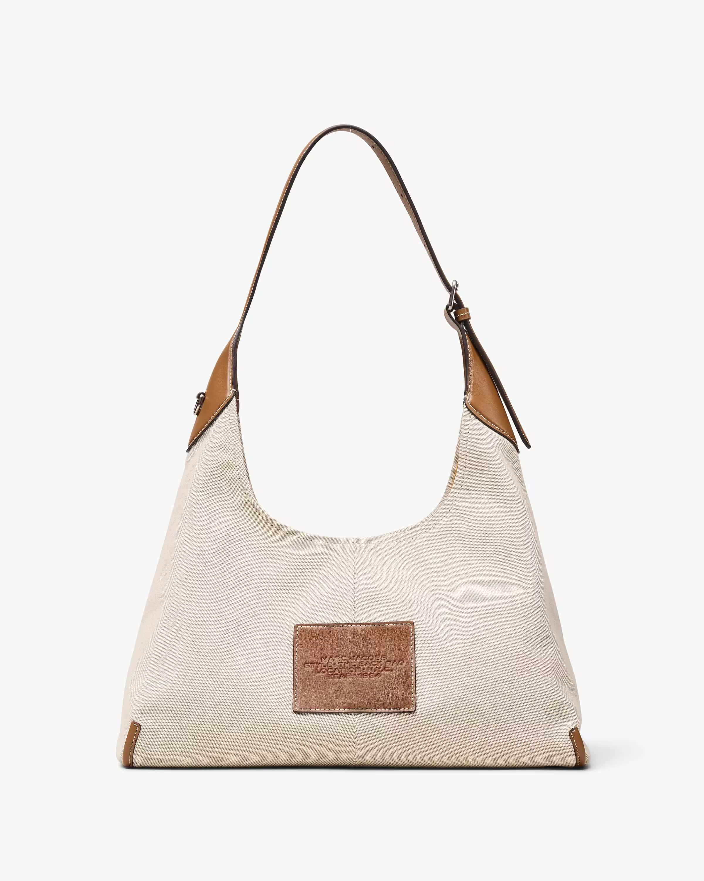 The Leather-Trim Canvas Belted Sack Bag