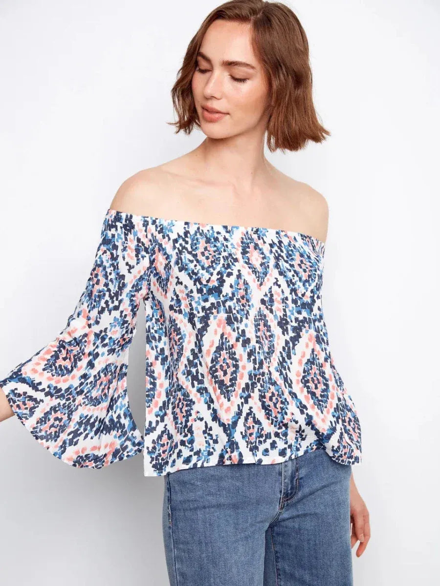 Blusa Offshoulder Estampado Ikat