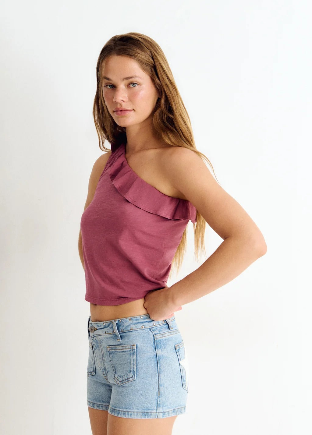 Blusa Asimetrica Volante Estampada