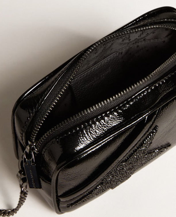 Mini Star Bag De Piel Negra Con Estrella Con Cristales Swarovski