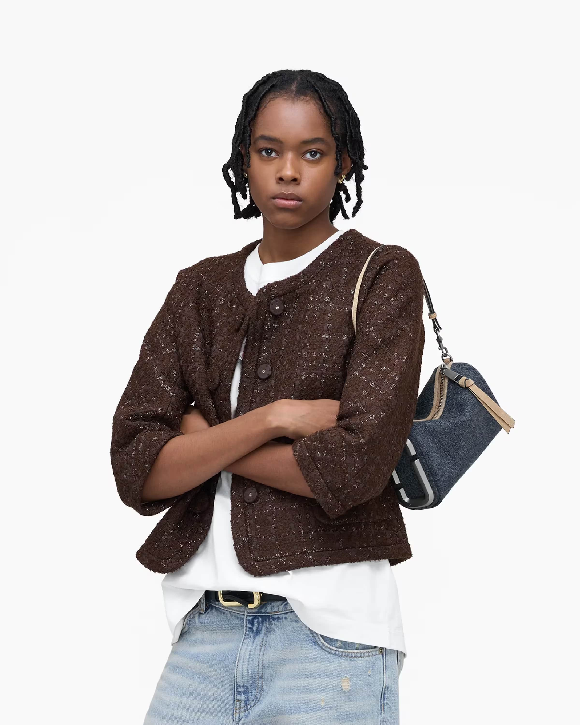 The Denim Suede Snapshot Shoulder Bag