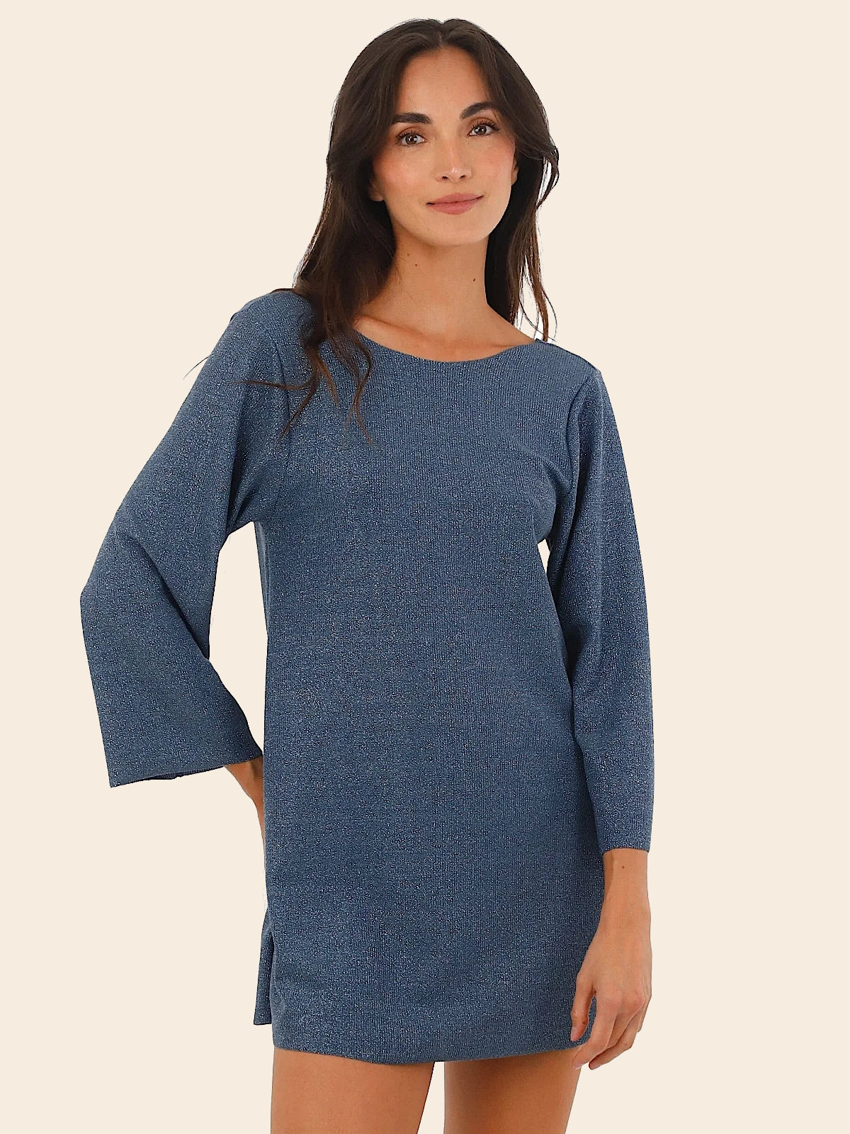 Mini Vestido Apogeo Textured Deep Blue