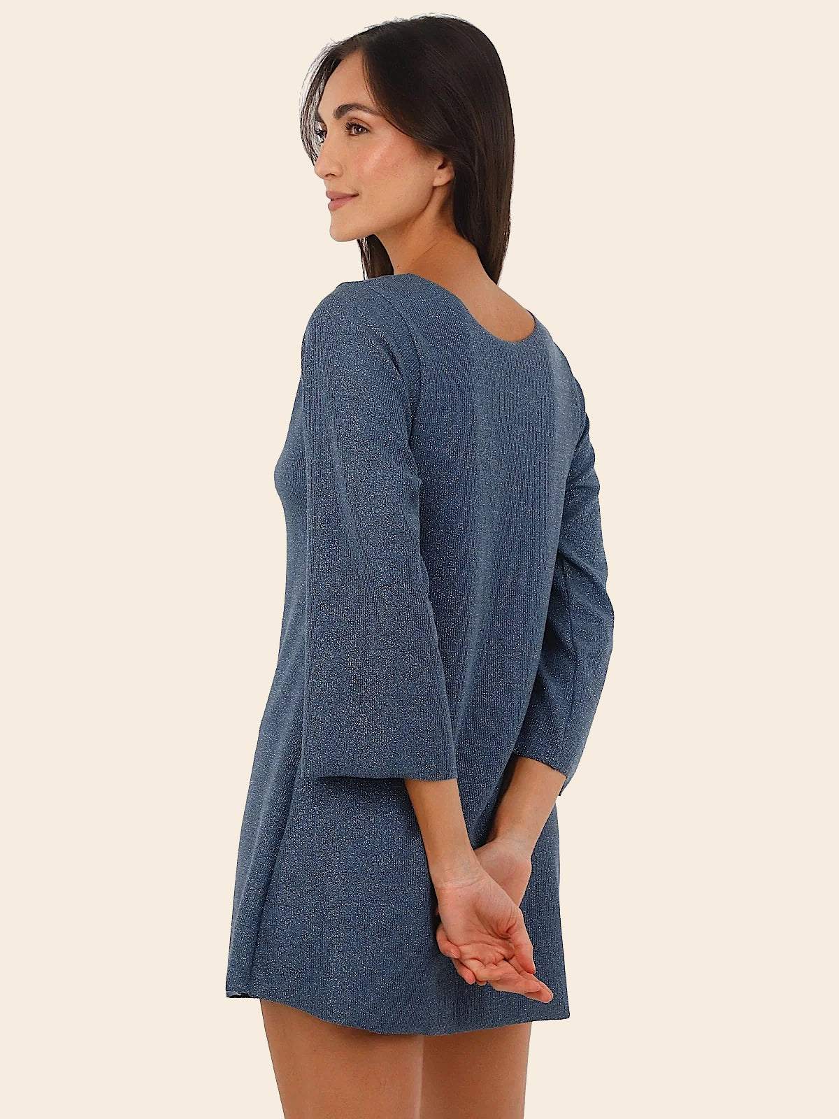 Mini Vestido Apogeo Textured Deep Blue
