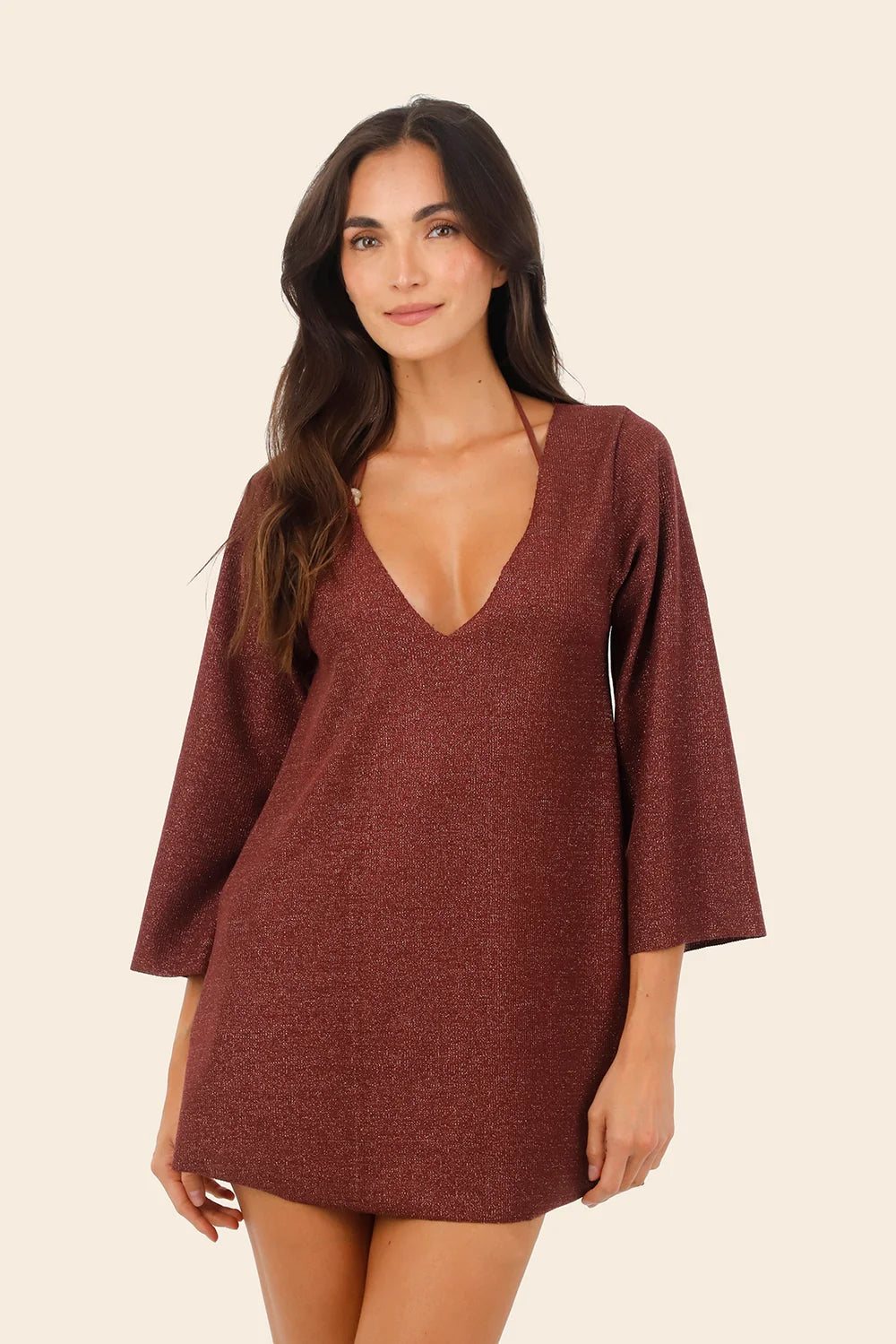 Mini Vestido Apogeo Textured Barn Red