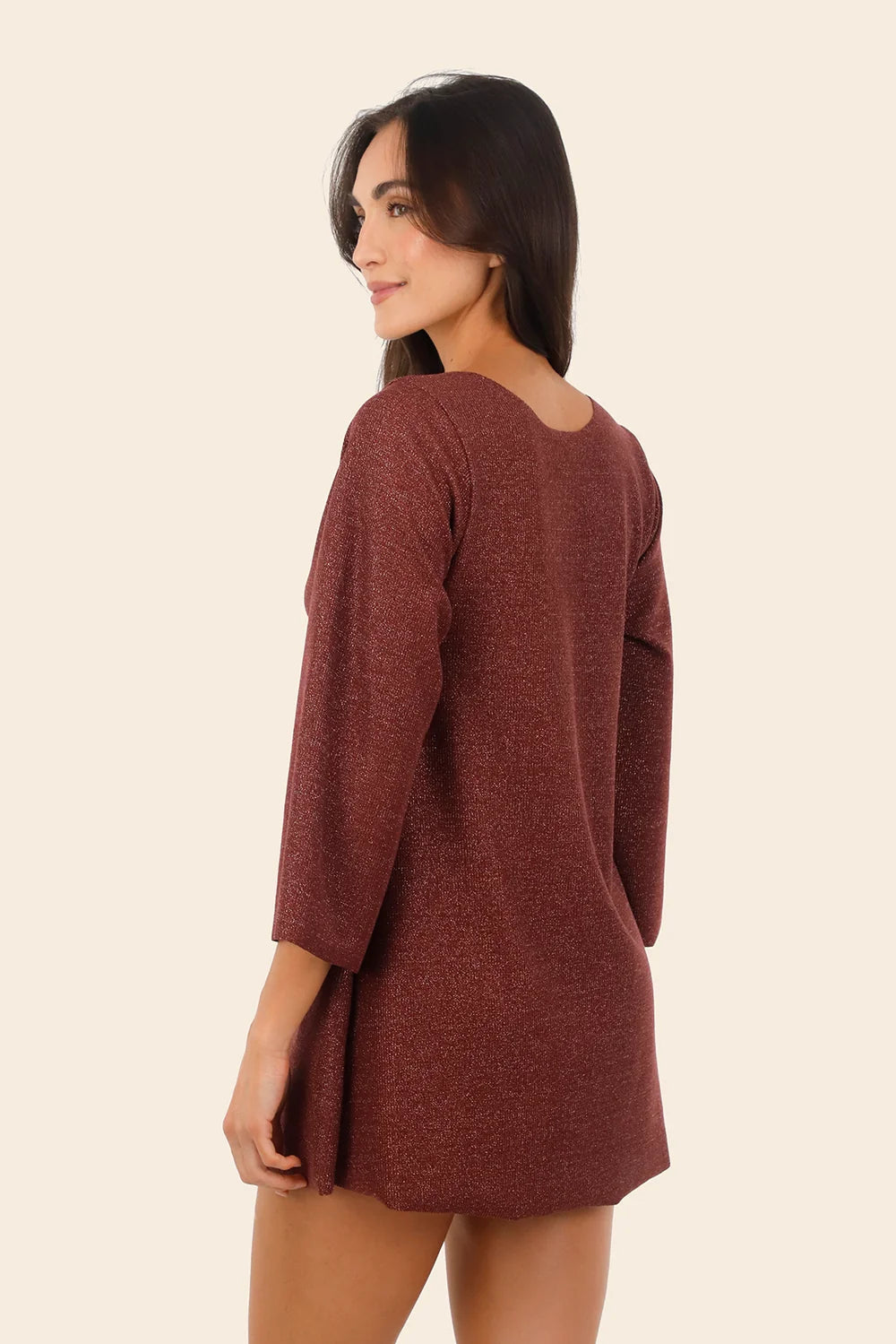 Mini Vestido Apogeo Textured Barn Red