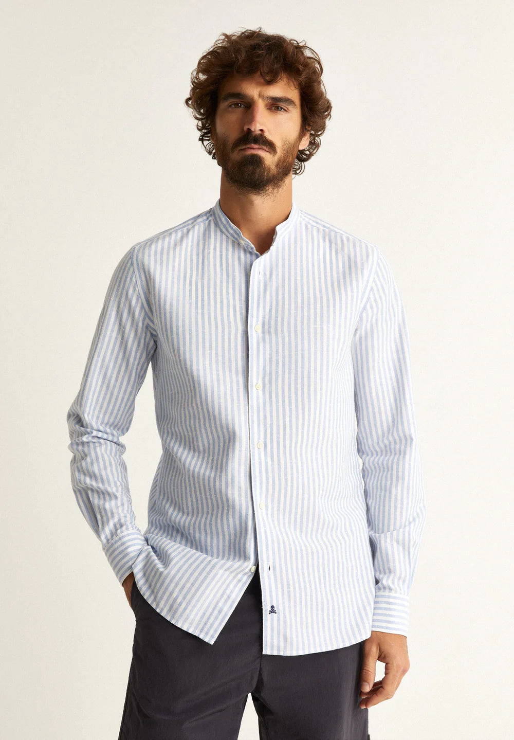 Camisa Abbot Mao Light Blue Stripes 39