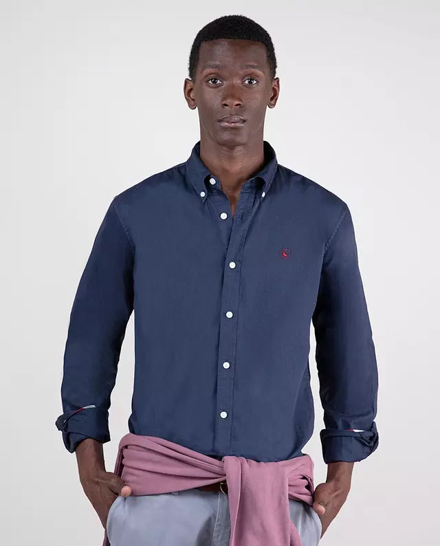 Camisa Algodon Garment Dyed Marino