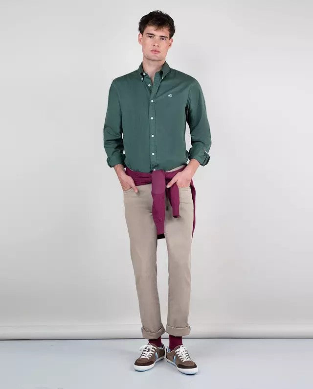 Camisa Algodon Garment Dyed Verde Oscuro EL GANSO CAMISAS Malva CO