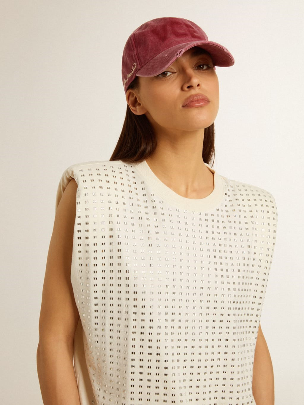 T-Shirt Golden Goose Mujer Sleeveless Padded Shoulder GOLDEN GOOSE T-SHIRT Malva CO
