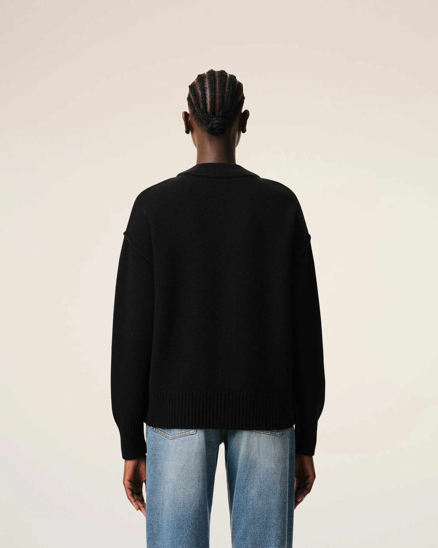 Cárdigan De Lana Negra Con Detalles Contrastantes De Ami De Coeur CHAQUETAS Malva CO