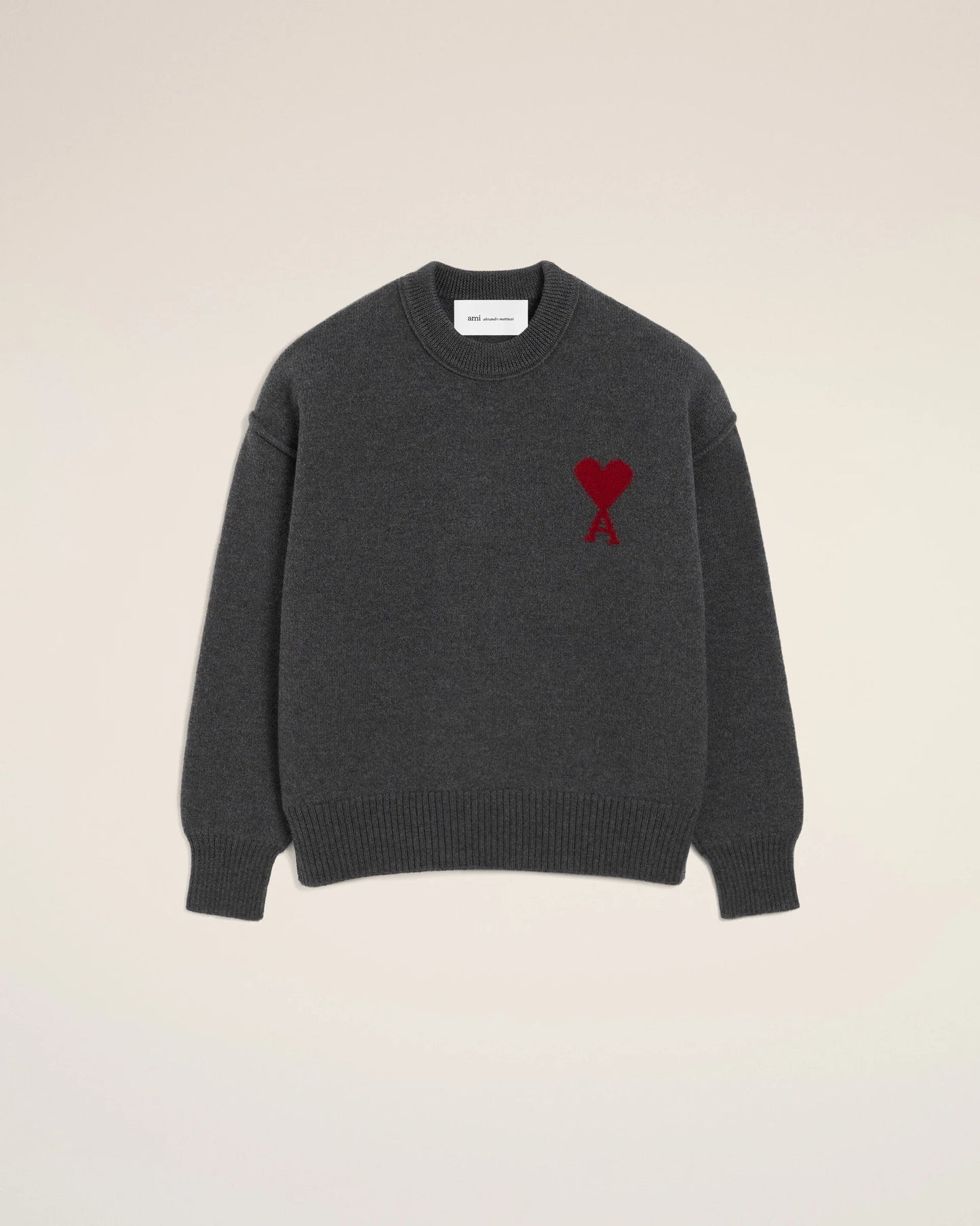 Jersey De Cuello Redondo De Lana Gris Con Estampado Ami De Coeur SWEATERS Malva CO