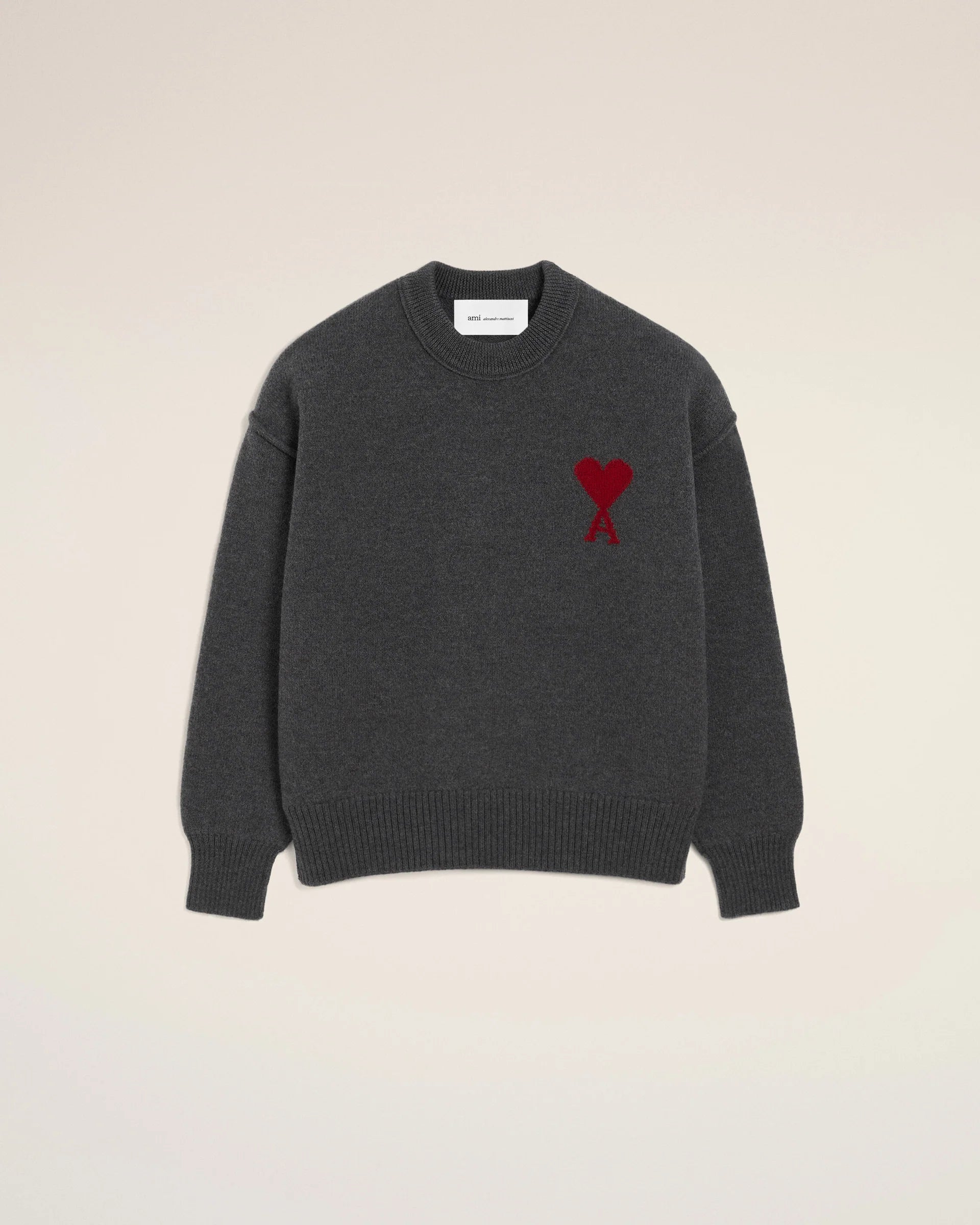 Jersey De Cuello Redondo De Lana Gris Con Estampado Ami De Coeur SWEATERS Malva CO