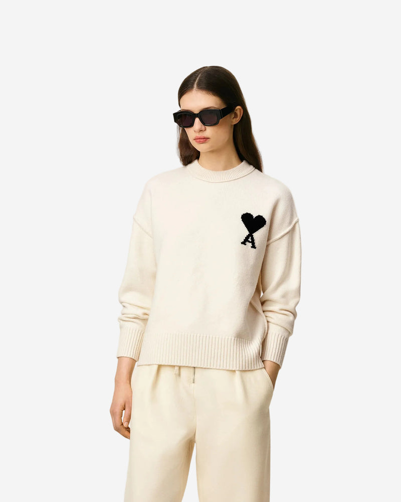 Jersey De Cuello Redondo De Lana Blanca Ami De Coeur Unisex