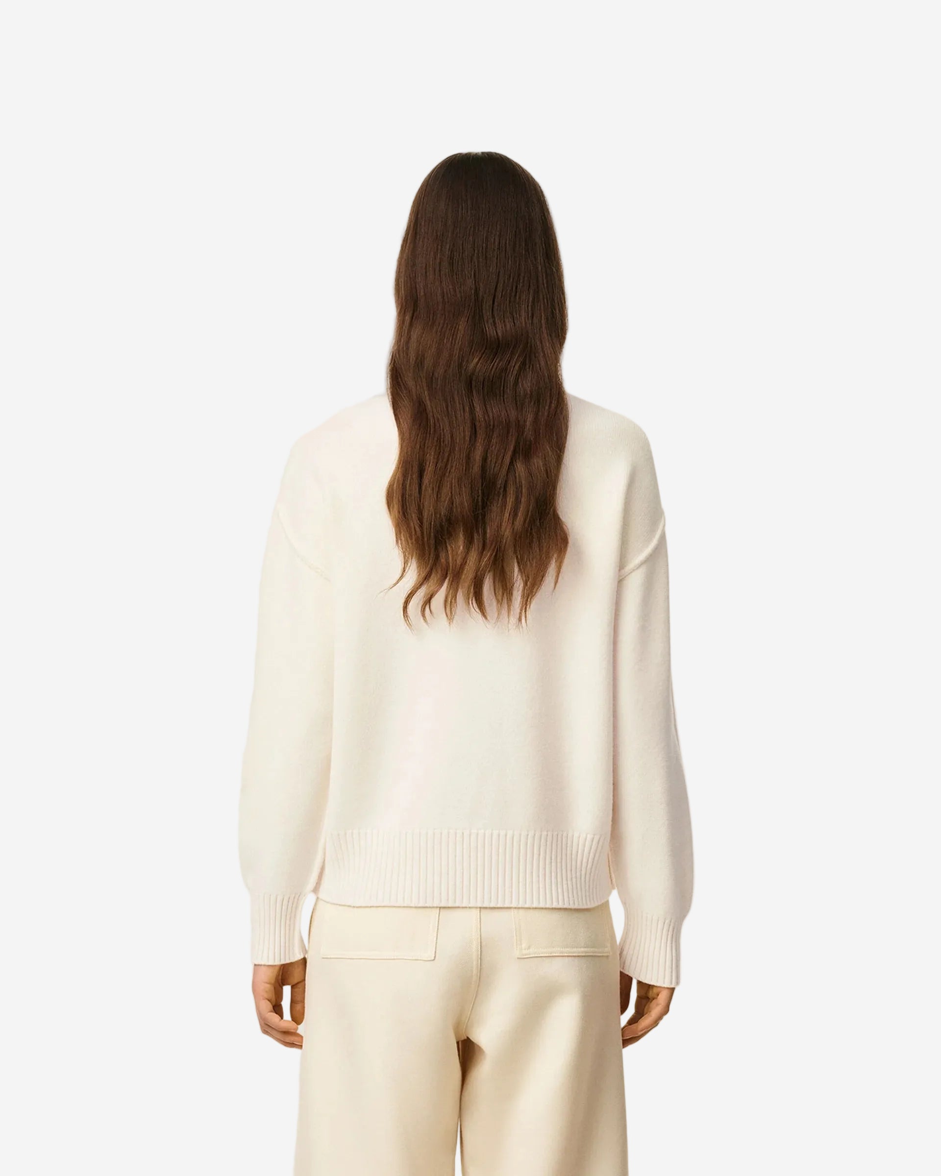 Jersey De Cuello Redondo De Lana Blanca Ami De Coeur CHAQUETAS Malva CO