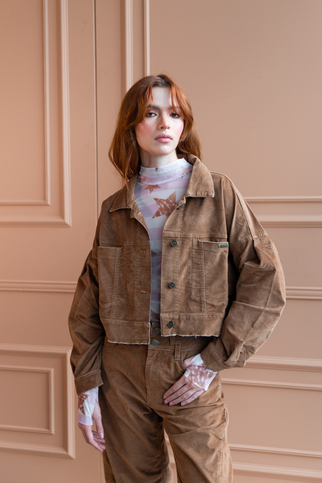 Chaqueta Balloon Velvet Caramel